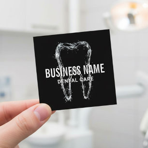 Cartão De Visita Quadrado Clínica Dentista Preta Dentária Limpa