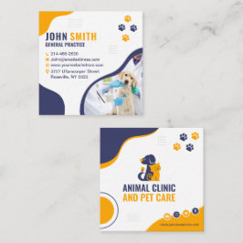 Cartão De Visita Quadrado Clínica Veterinária, Pet Care, Vet, Médico Animal