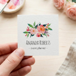 Cartão De Visita Quadrado Clorideira Moderna Personalizada Floral Personaliz