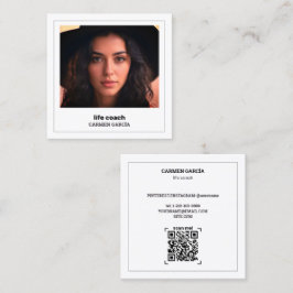 Cartão De Visita Quadrado 🌱 Coach de Vida QR & Foto Personalizado
