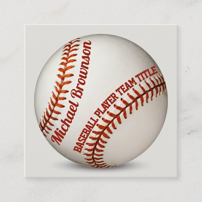 Cartão De Visita Quadrado Coach Player School Sport BASEBALL (Frente)