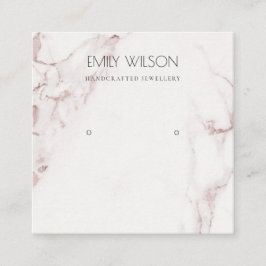 CARTÃO DE VISITA QUADRADO COBRE BLUSH PINK MARBLE STUD EARRY LOGO DE EXIBIÇÃ