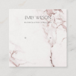 CARTÃO DE VISITA QUADRADO COBRE BLUSH PINK MARBLE STUD EARRY LOGO DE EXIBIÇÃ