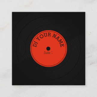 Cartão De Visita Quadrado Cobrir musical vinil com placa de gravação