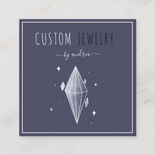 Cartão De Visita Quadrado Código de QR Social do Designer de Jogo Azul Escur (Frente)