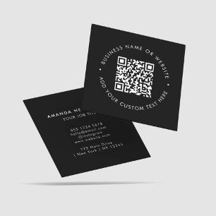 Cartão De Visita Quadrado Código QR 1 Marketing preto e branco profissional
