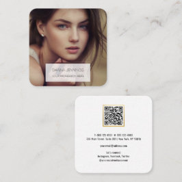 Cartão De Visita Quadrado Código QR Adicionar sua foto moderna simples