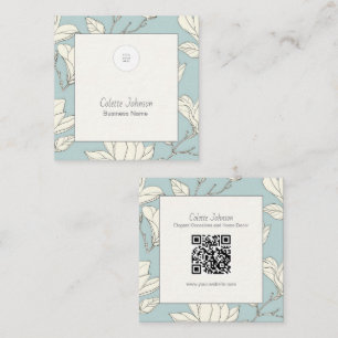 Cartão De Visita Quadrado Código QR Botânico Elegante