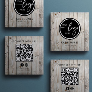 Cartão De Visita Quadrado Código QR Carpintaria Logotipo Personalizado Conec