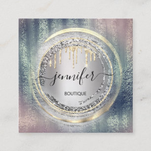 Cartão De Visita Quadrado Código QR Compro de logotipo Rosa Prata Unidades D