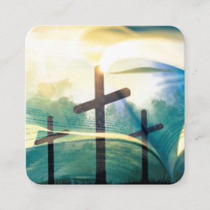 Cartão De Visita Quadrado Código QR Cruz da Bíblia Cristã Igreja Religiosa