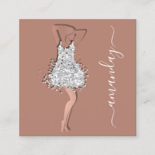 Cartão De Visita Quadrado Código QR da Cinza do Compro do Designer de Moda