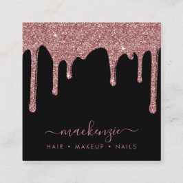 Cartão De Visita Quadrado Código QR da Lista de Discussão Dourada de Rosa pr