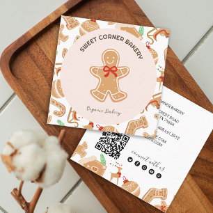 Cartão De Visita Quadrado Código QR da padaria de pão de Natal