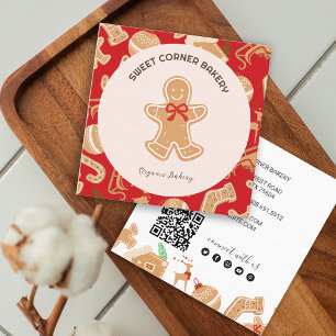 Cartão De Visita Quadrado Código QR da padaria de pão de Natal