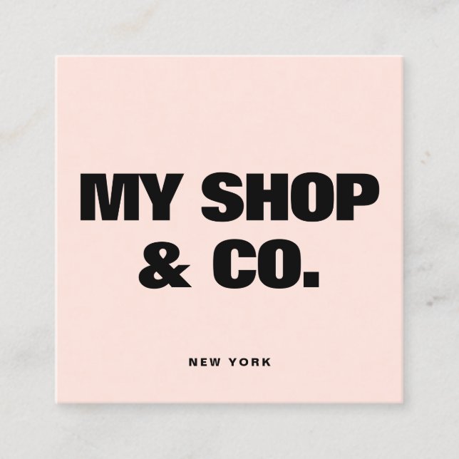 Cartão De Visita Quadrado Código QR da Tipografia Negra Moderna (Frente)