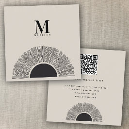 Cartão De Visita Quadrado Código QR de Abstrato sunset preto e bege moderno