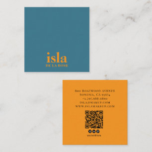 Cartão De Visita Quadrado Código QR de Artista de Maquiagem Minimalista Mode