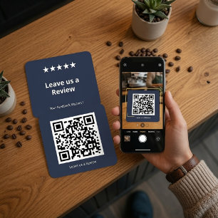 Cartão De Visita Quadrado Código QR de Avaliação do GooglePersonalizado Deix