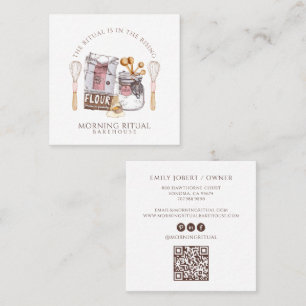 Cartão De Visita Quadrado Código QR de Confeiteiro de Água Colorida Artesana