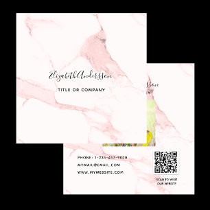 Cartão De Visita Quadrado Código QR de foto de perfil de ouro cor-de-rosa-c