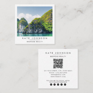 Cartão De Visita Quadrado Código QR de Foto do Agente de Imóveis Corretor