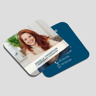 Cartão De Visita Quadrado Código QR de Foto Moderna Conecte-se Comigo Quadra