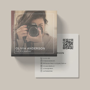 Cartão De Visita Quadrado Código QR de Foto Personalizada para Mídia Social