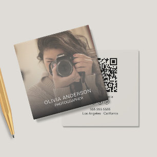 Cartão De Visita Quadrado Código QR de Foto Personalizado Mídia Social Fotóg