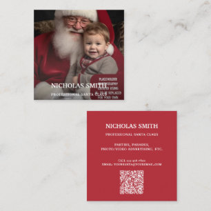 Cartão De Visita Quadrado Código QR de foto profissional do Papai Noel