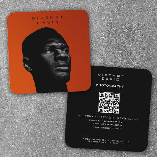 Cartão De Visita Quadrado Código QR de Fotografia de Cheio de Tendência de F