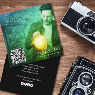 Cartão De Visita Quadrado Código QR de fotografia profissional mínima modern