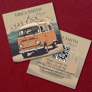 Cartão De Visita Quadrado Código QR de Fotógrafo Retroativo Mínimo