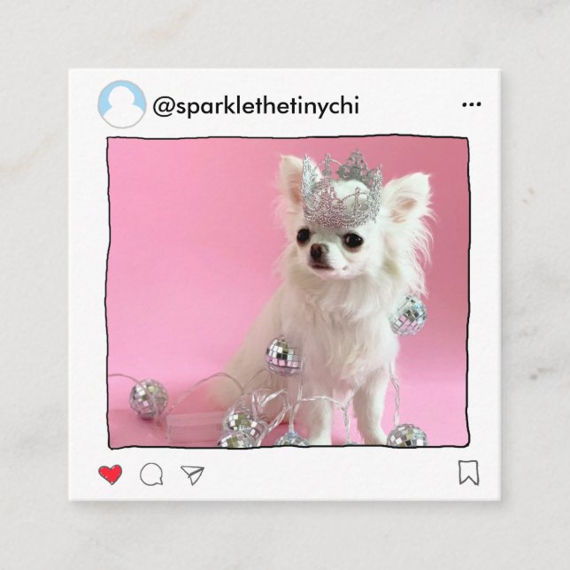 Cartão De Visita Quadrado Código QR de Influenciador do Instagram Caprichoso (Frente)