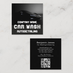 Cartão De Visita Quadrado Código QR de Limpeza Automotiva de Lavagem de Carr