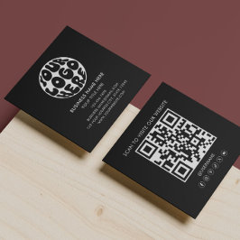 Cartão De Visita Quadrado Código QR de Logo Moderno Logo Personalizado Preto