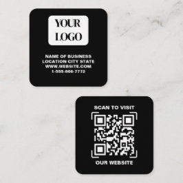 Cartão De Visita Quadrado Código QR de Logo Preto Moderno para Site Quadrado
