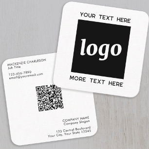 Cartão De Visita Quadrado Código QR de Logotipo e Texto Simples