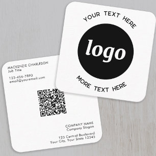 Cartão De Visita Quadrado Código QR de Logotipo e Texto Simples
