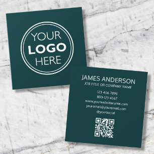Cartão De Visita Quadrado Código QR de Logotipo Profissional Minimalista Mod