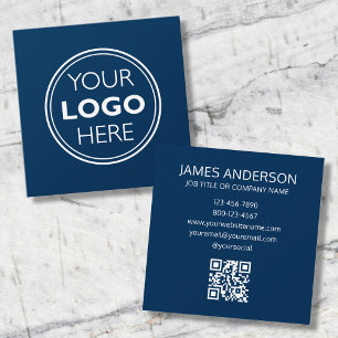 Cartão De Visita Quadrado Código QR de Logotipo Profissional Minimalista Mod