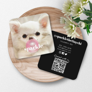 Cartão De Visita Quadrado Código QR de Mídia Social de Pet Foto Personalizad
