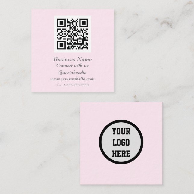 Cartão De Visita Quadrado Código QR de mídia social profissional - rosa digi (Frente/Verso)