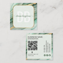 Código Qr de monograma dourado em verde sálvia mod