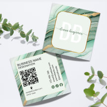 Código Qr de monograma dourado em verde sálvia mod