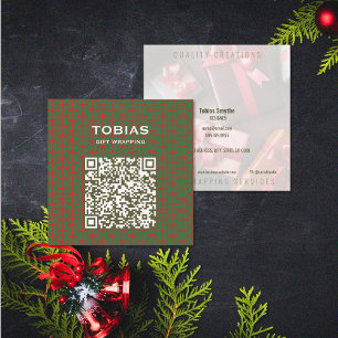 Cartão De Visita Quadrado Código QR de Natal Moderno