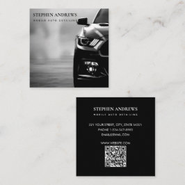 Cartão De Visita Quadrado Código QR de Reparo de Limpeza Automática de Carro