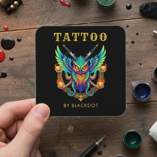 Cartão De Visita Quadrado Código QR de Reserva de Estúdio de Tatuagem Artist