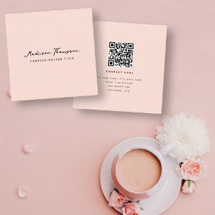 Cartão De Visita Quadrado Código QR de Script de Assinatura Minimalista Mode