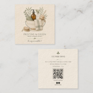 Cartão De Visita Quadrado Código QR de Serviço de Limpeza de Casa